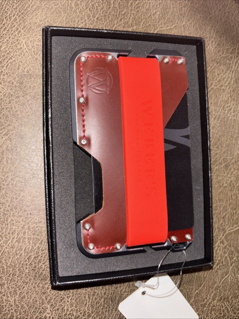 Weber’s Premium Leather Minimalists Wallet Red Brown Walnut Front Pocket New